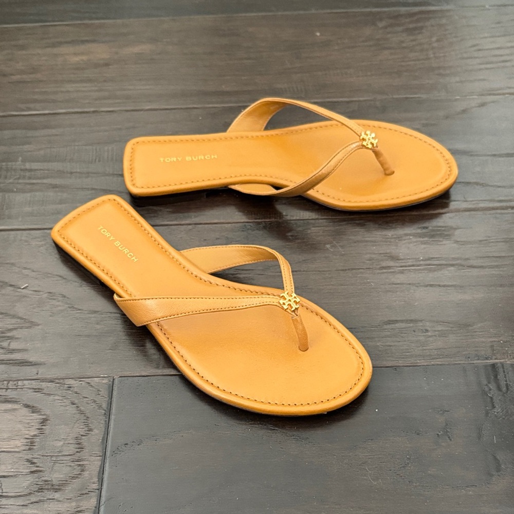 Tory Burch Gold Accent Tan Sandals